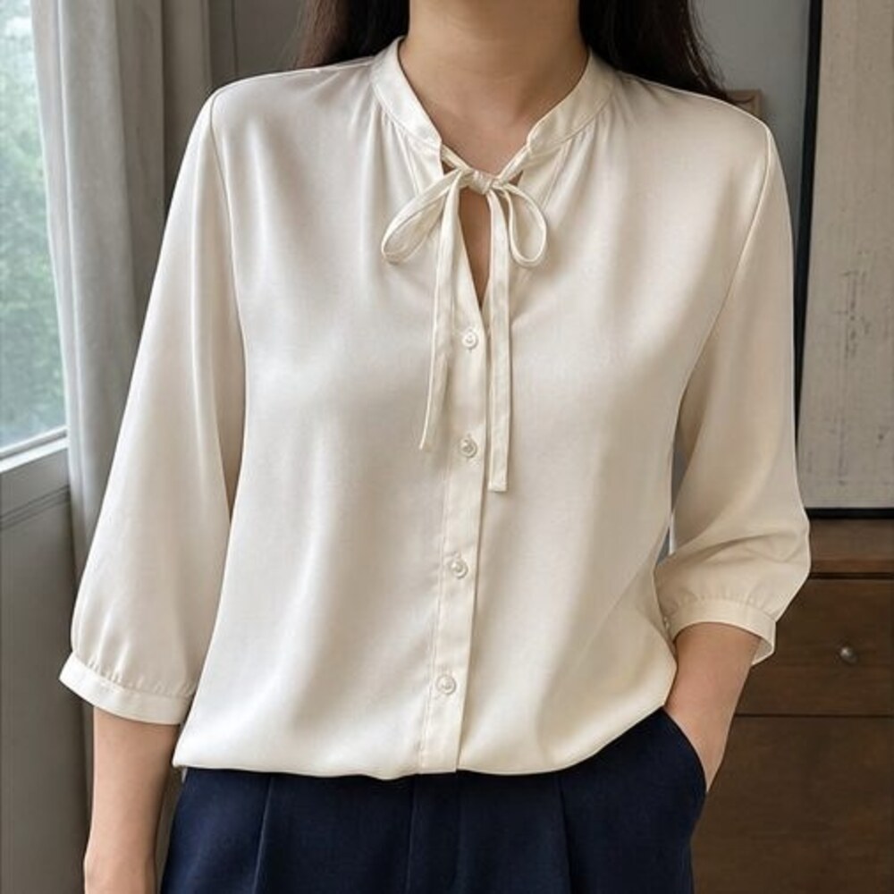 Ivory Wrap Blouse - Picture 2 of 6
